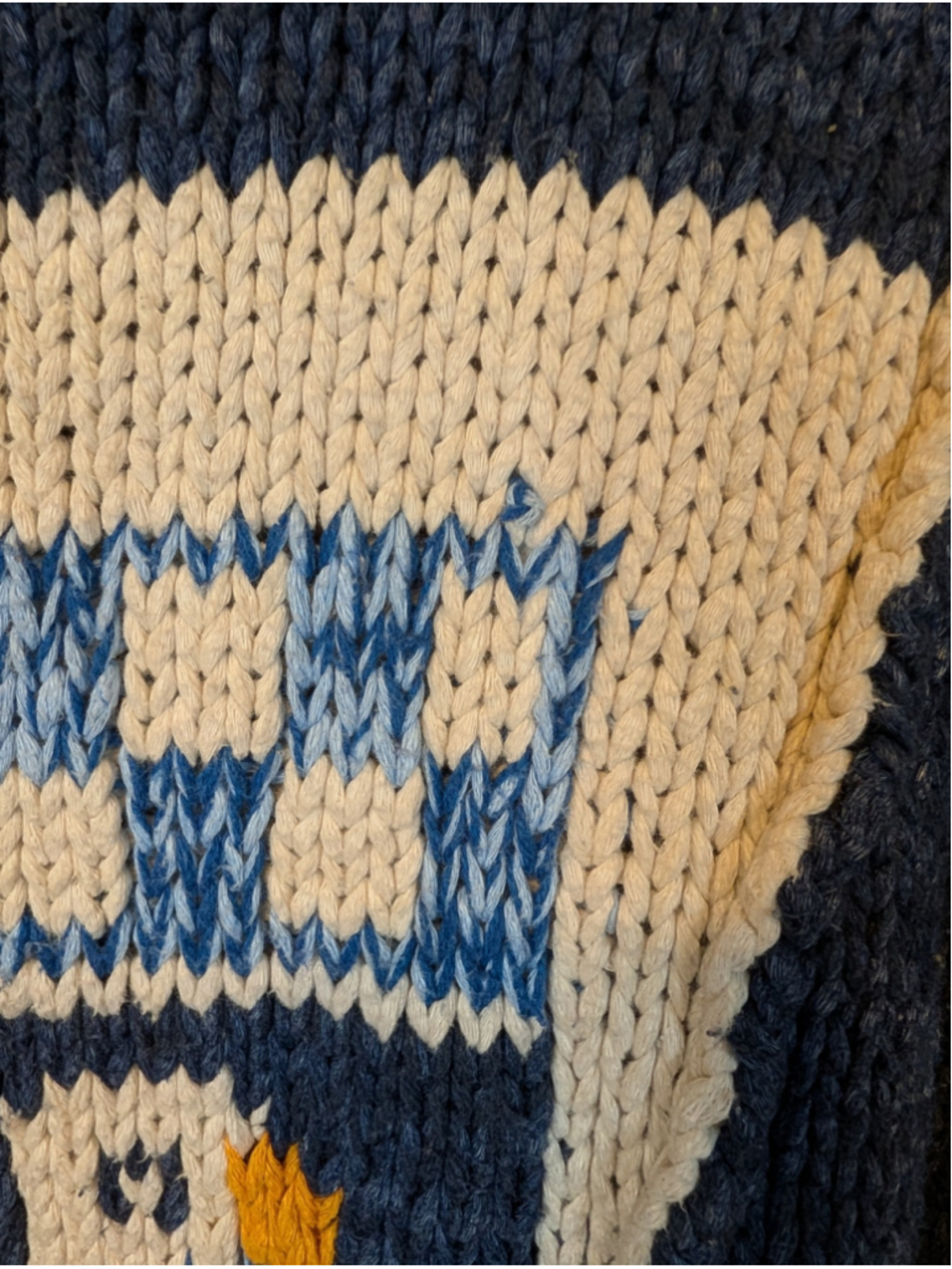 Anthropologie Pilcro Chunky Knit Bird Puffin Crewneck Sweater Blue Cream Small - Picture 8 of 15